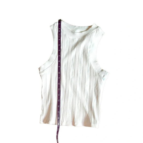 Zara Tank Top White Ribbed Stretch Size Small Excellent Condition Round Neck - Picture 4 of 7